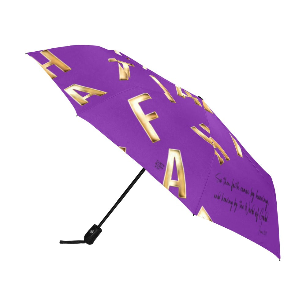 PURPLE FAITH COMES BY HEARING Anti-UV Auto-Foldable Umbrella