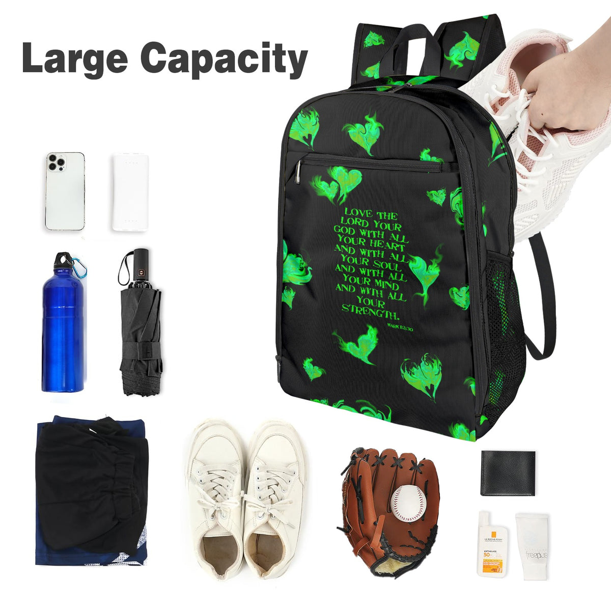LOVE THE LORD WITH ALL YOUR HEART Leisure Sports Backpack