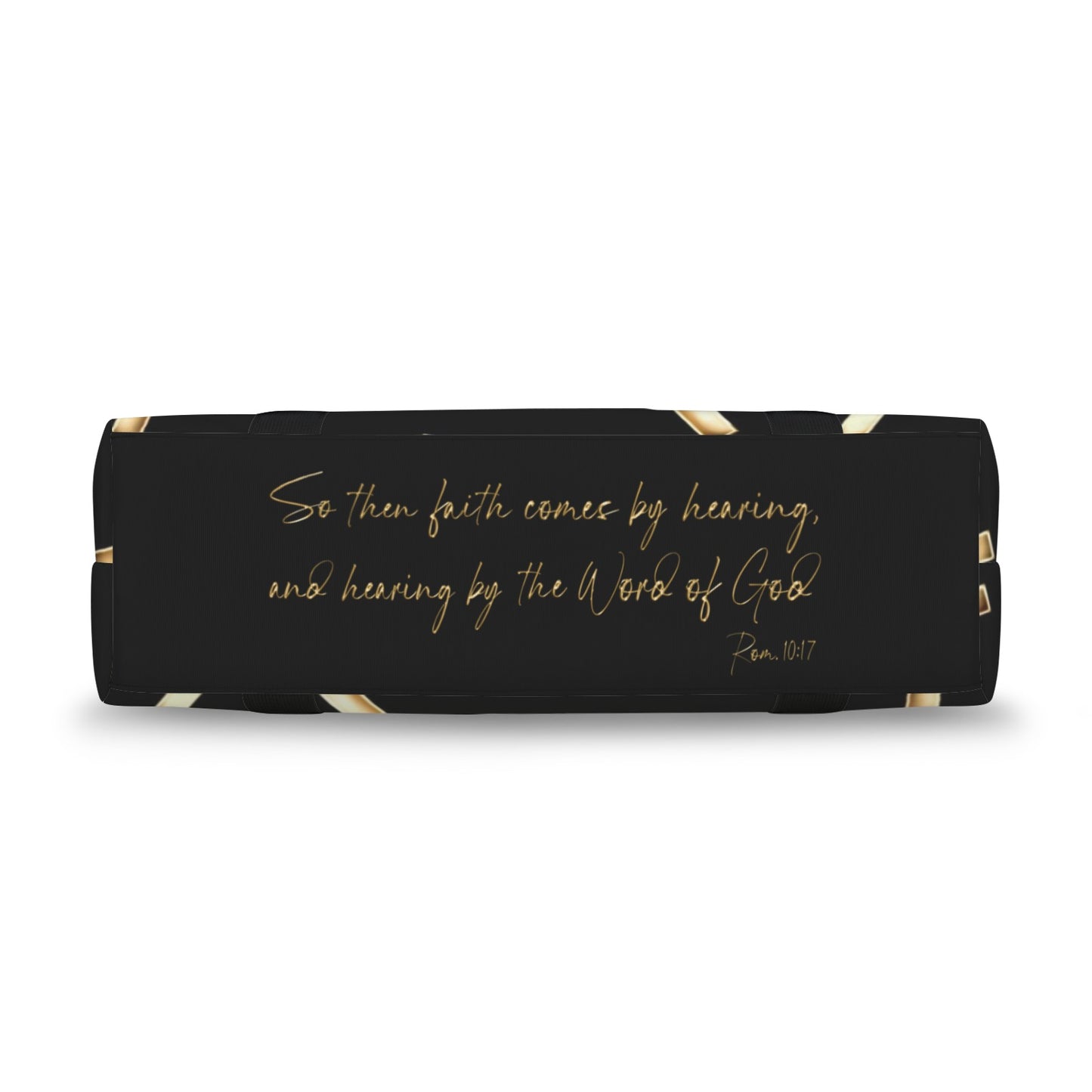 BLACK FAITH COMES BY HEARING DUFFLE BAG