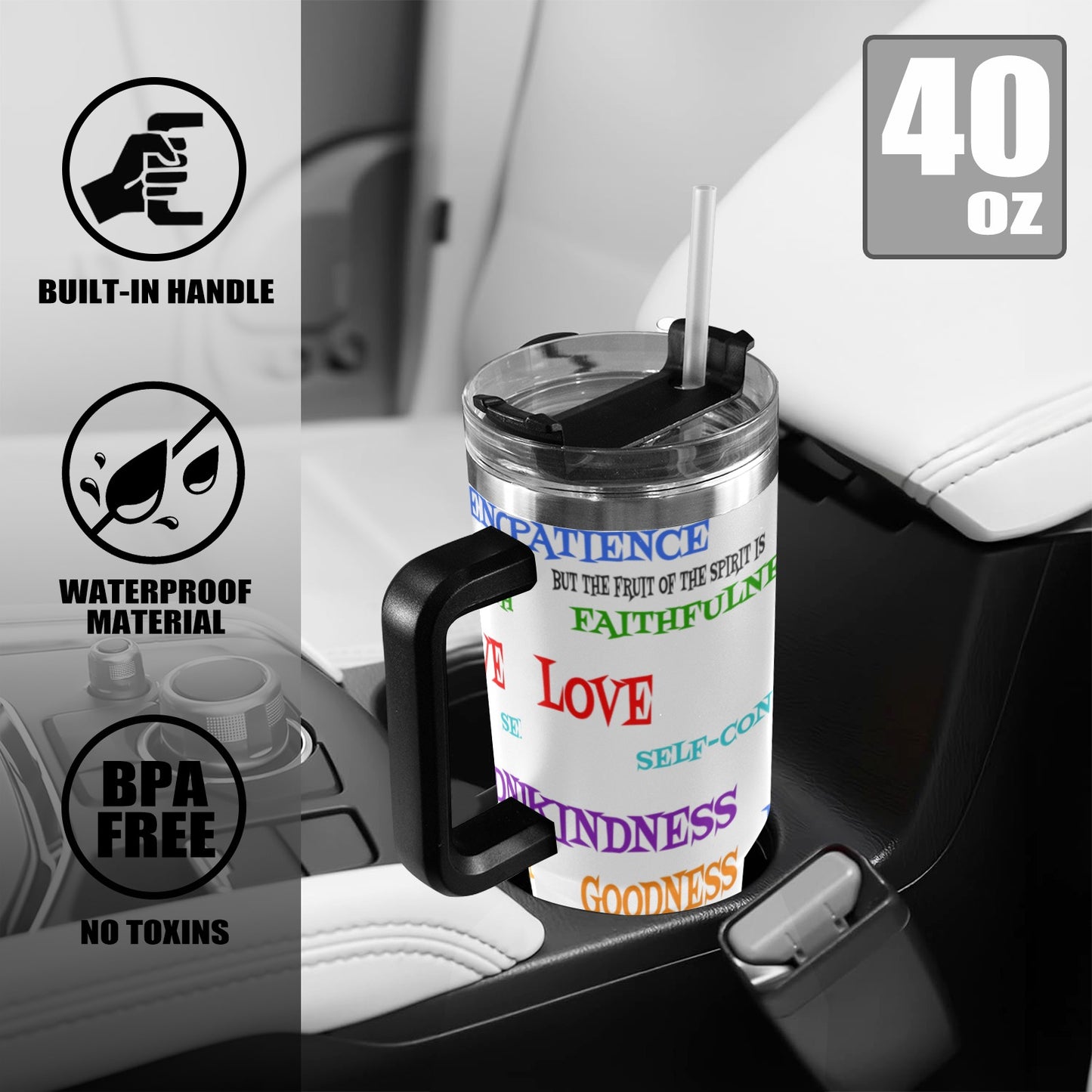 FRUIT OF THE SPIRIT  40oz Tumbler with Black Handle
