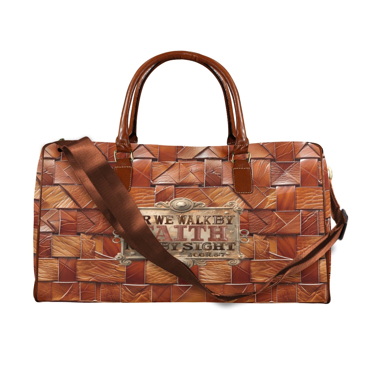 FAUX BASKET WEAVE WALK BY  FAITH WATERPROOF TRAVEL BAG