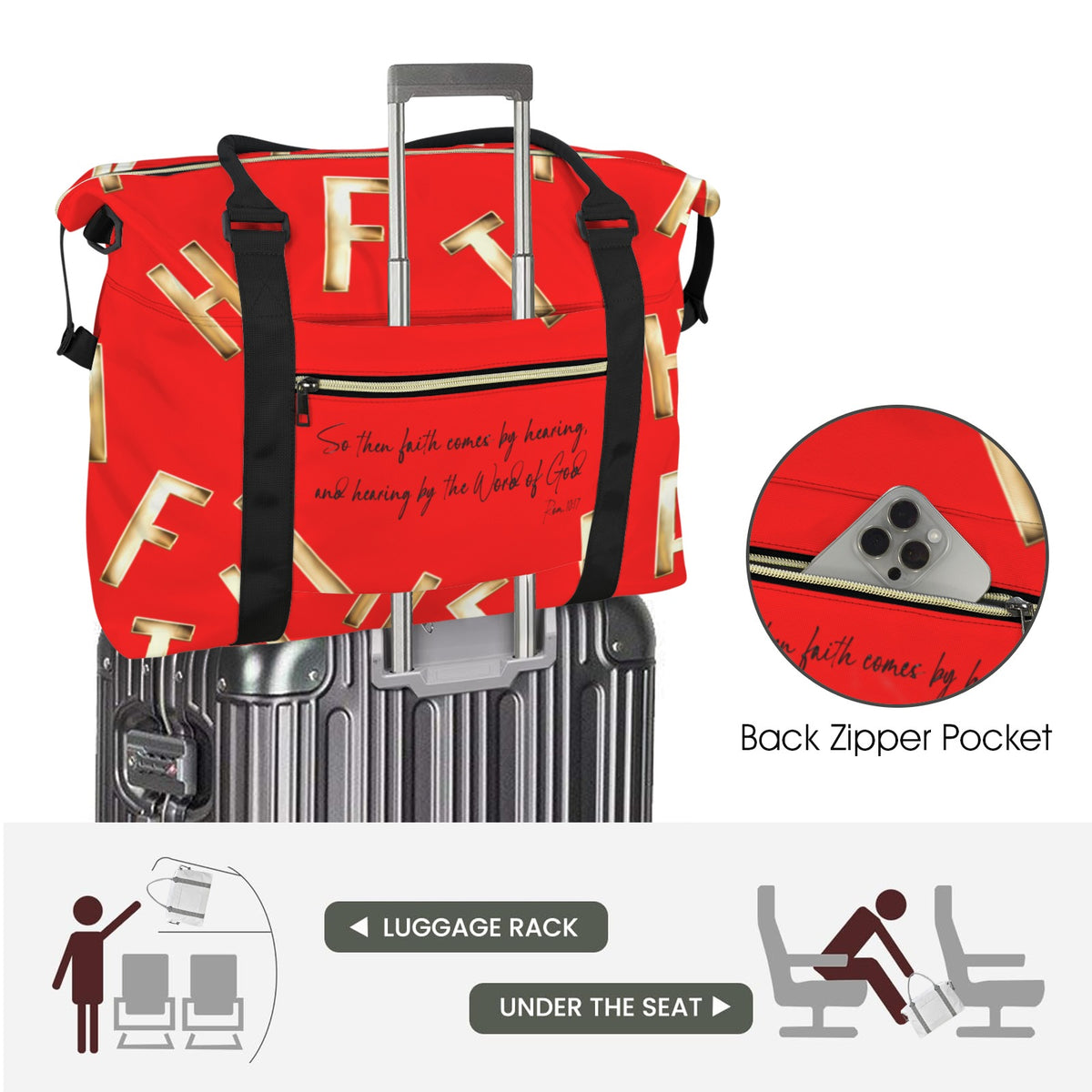 RED FAITH COMES BY HEARING  Ultra-Large Capacity Duffle Bag