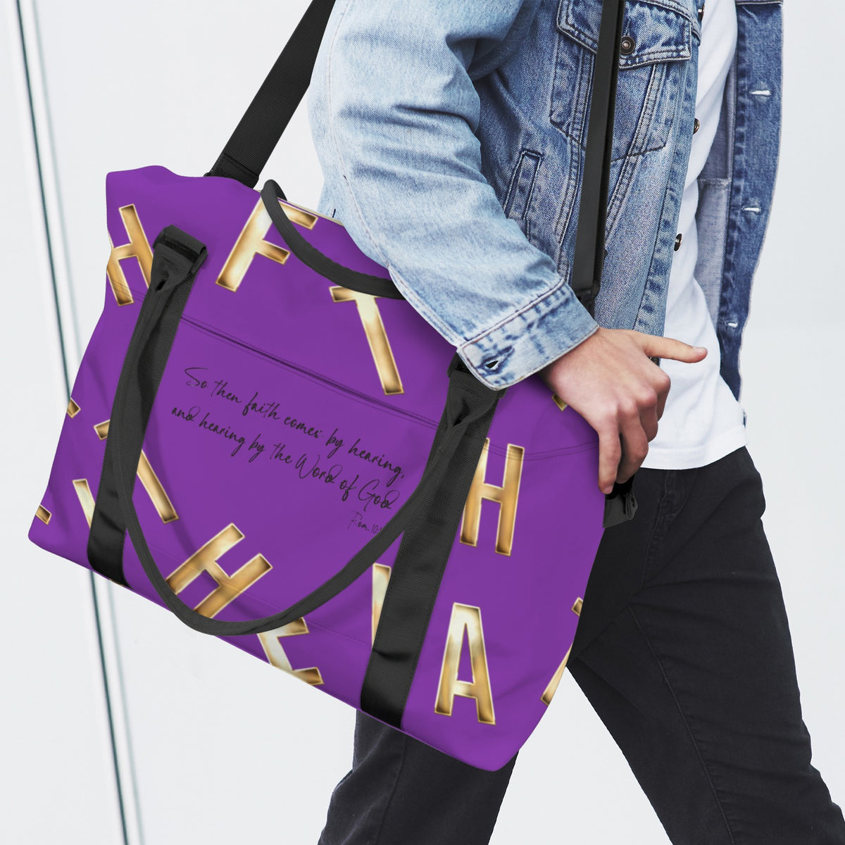 PURPLE FAITH COMES BY HEARING  Ultra-Large Capacity Duffle Bag