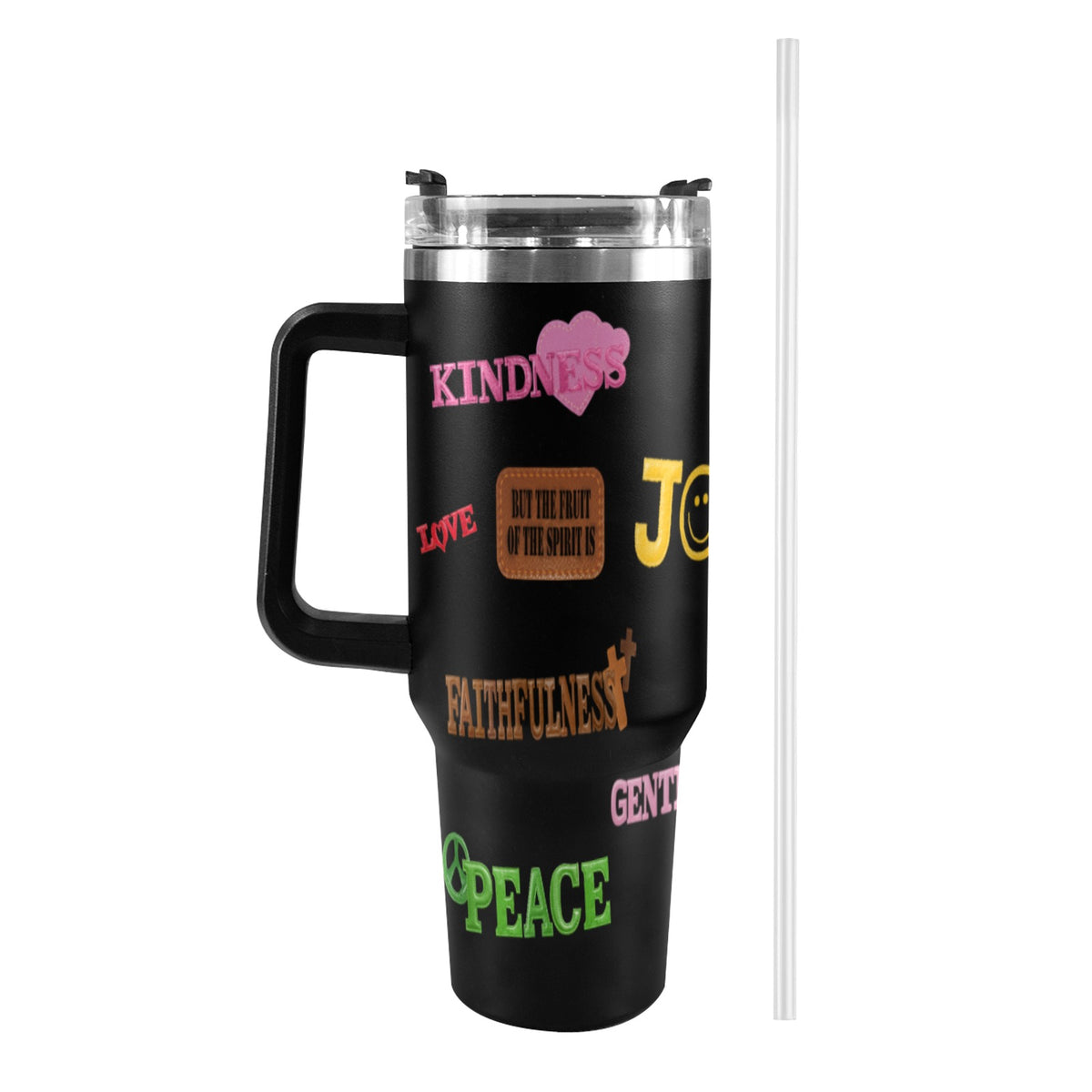 BLACK FRUIT OF THE SPIRIT  40oz Tumbler with Black Handle
