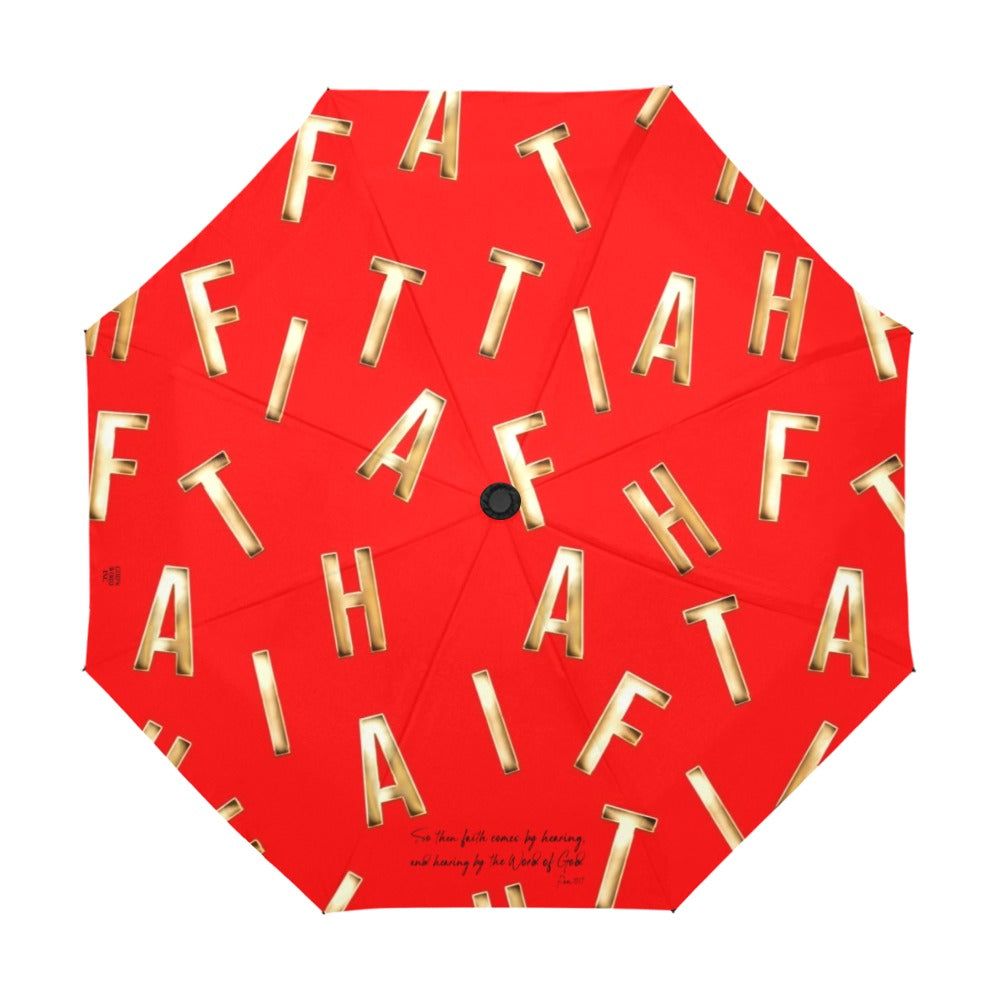 RED FAITH COMES BY HEARING UMBRELLA Anti-UV Auto-Foldable Umbrella (Model U09)