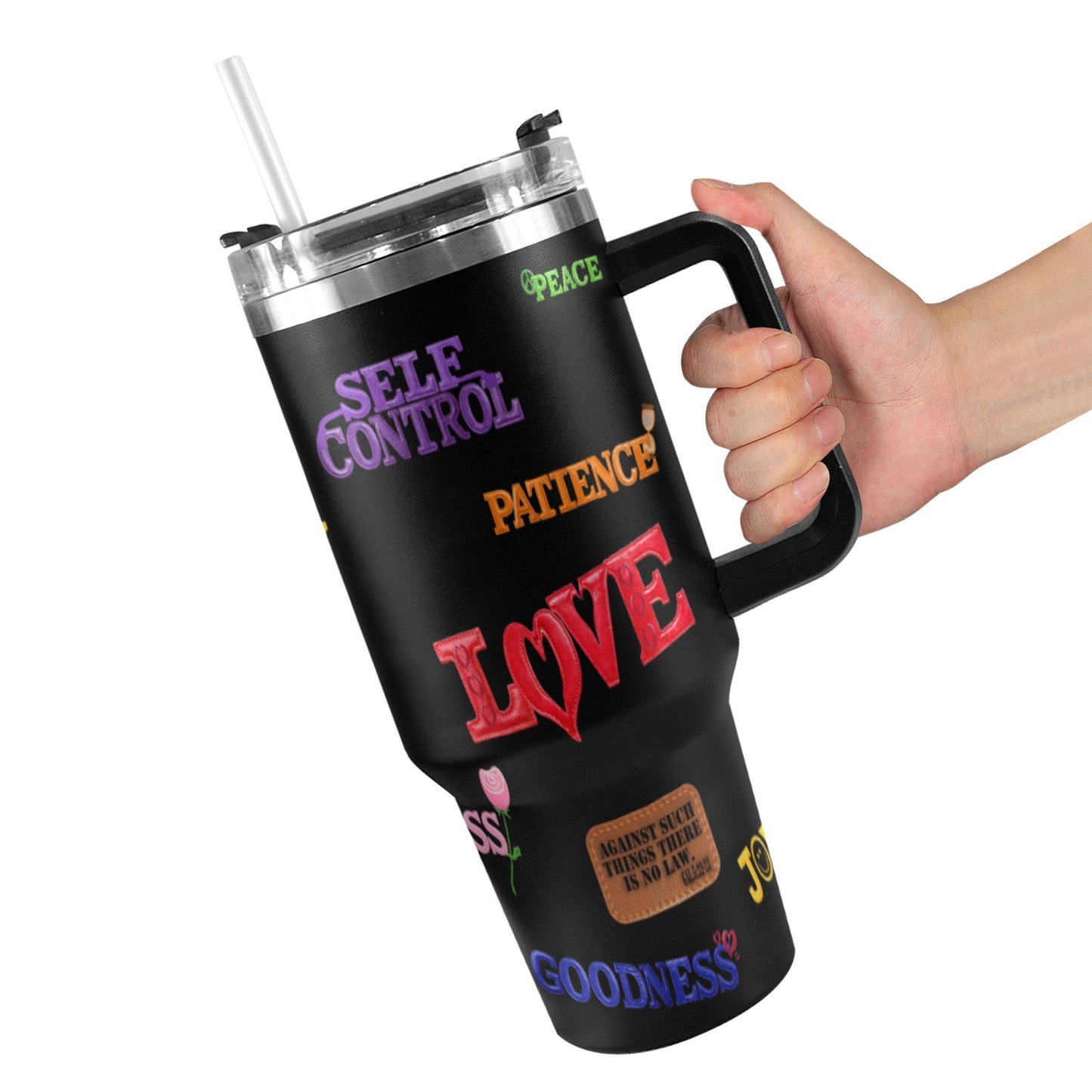 BLACK FRUIT OF THRE SPIRIT  40oz Tumbler with Black Handle