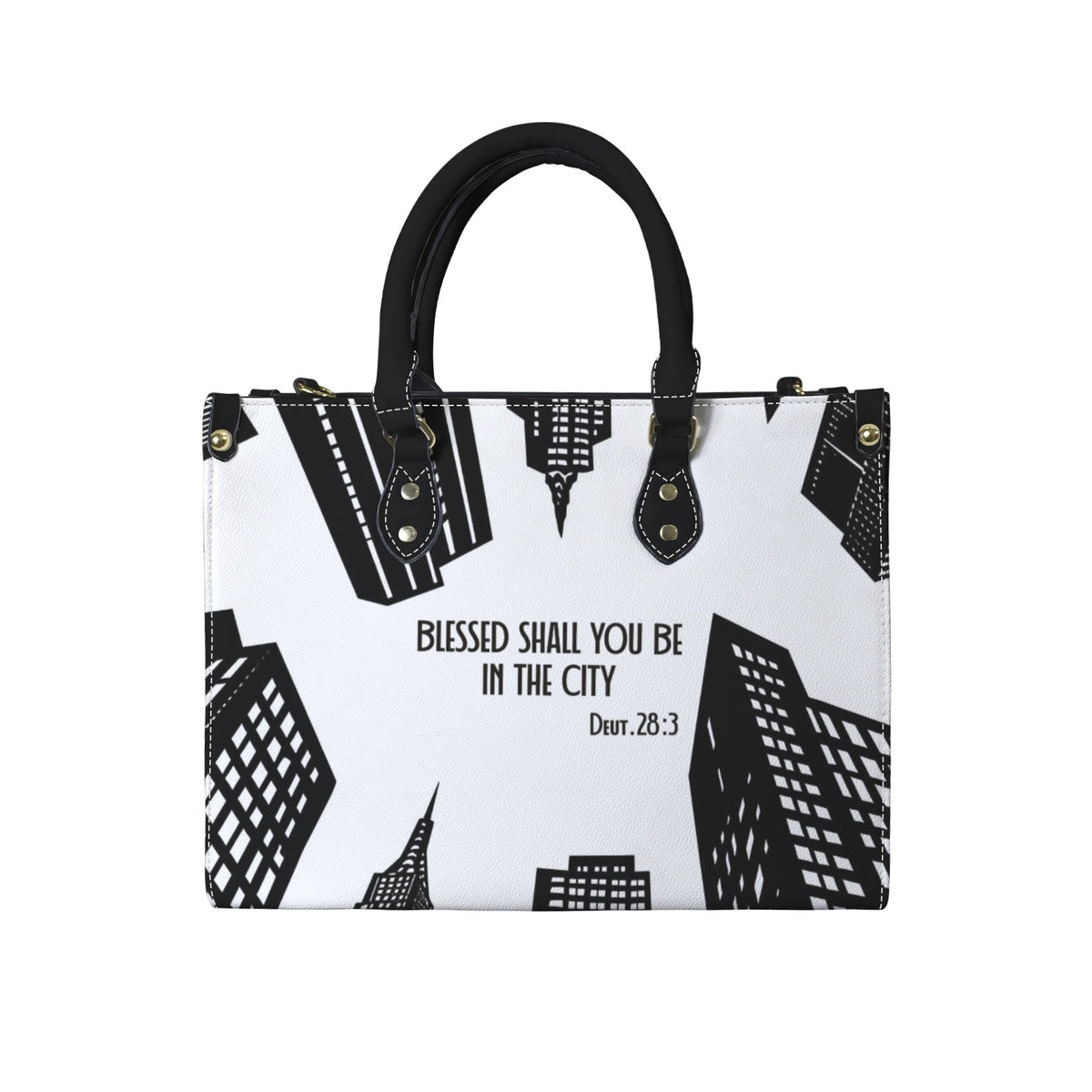 BLESSED SHALL YOU BE IN THE CITY  PU Leather Handbag-Large