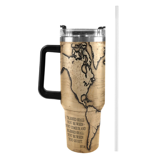 BLESSED COMING AND GOING  40oz Tumbler with Black Handle