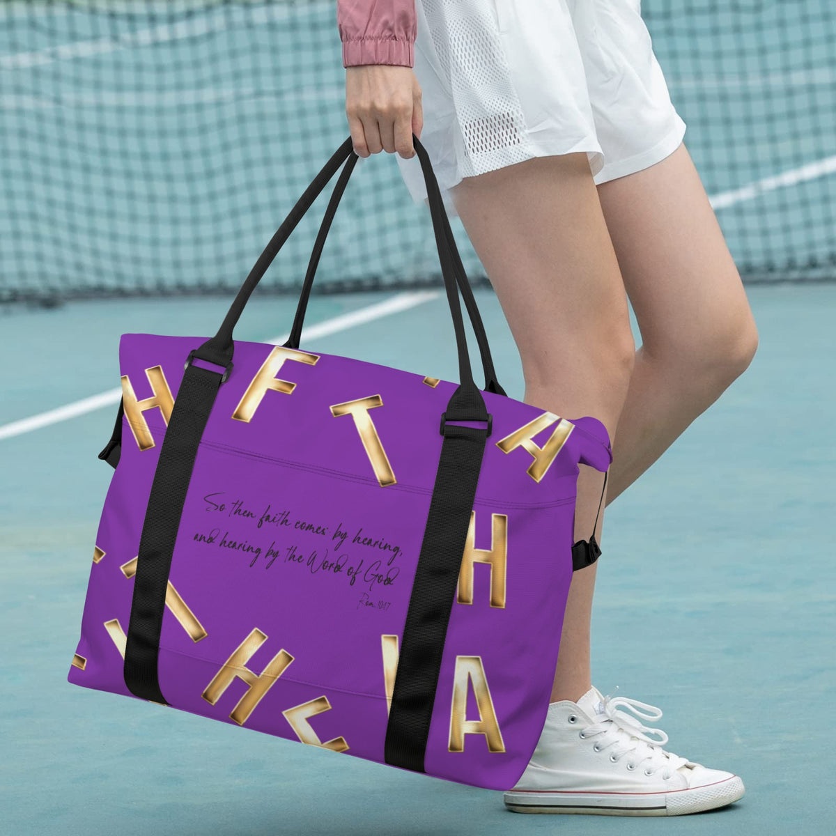 PURPLE FAITH COMES BY HEARING  Ultra-Large Capacity Duffle Bag