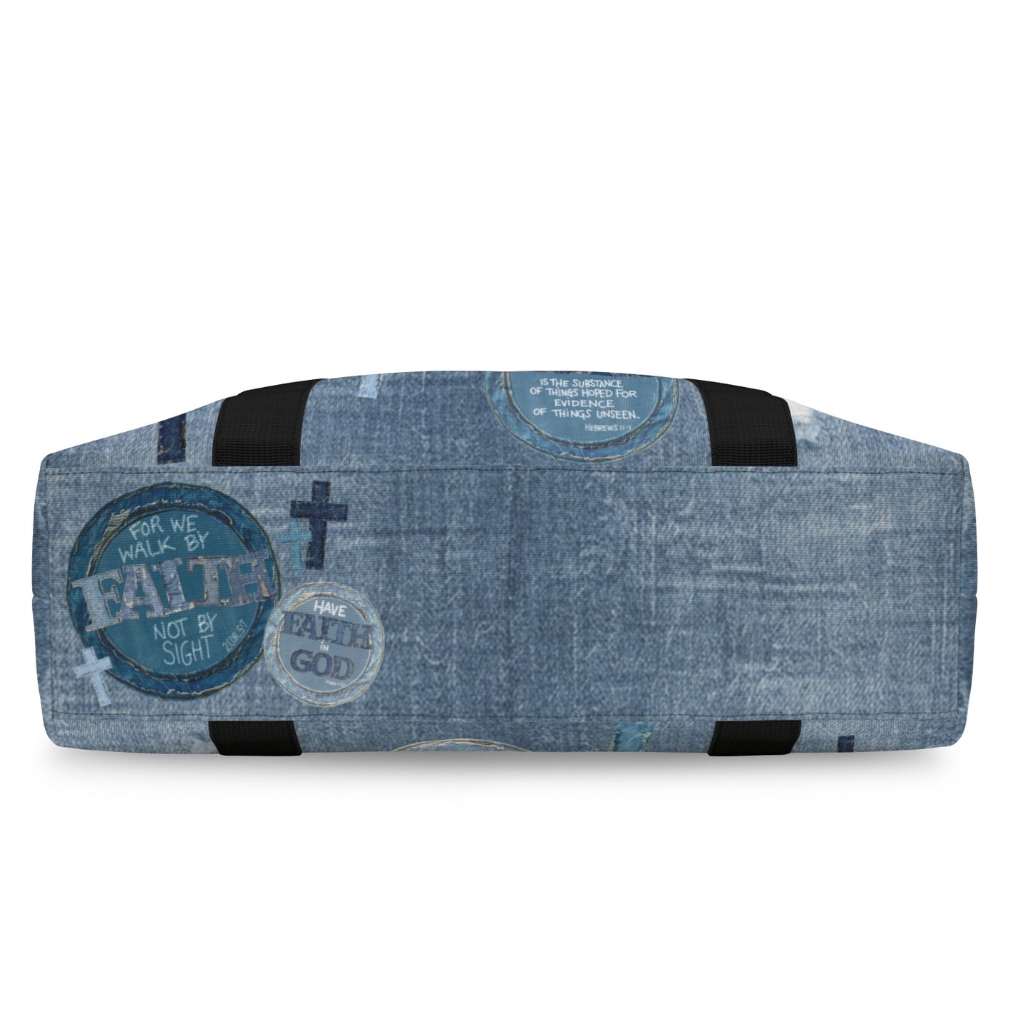 FAUX DENIM FAITH DUFFLE BAG
