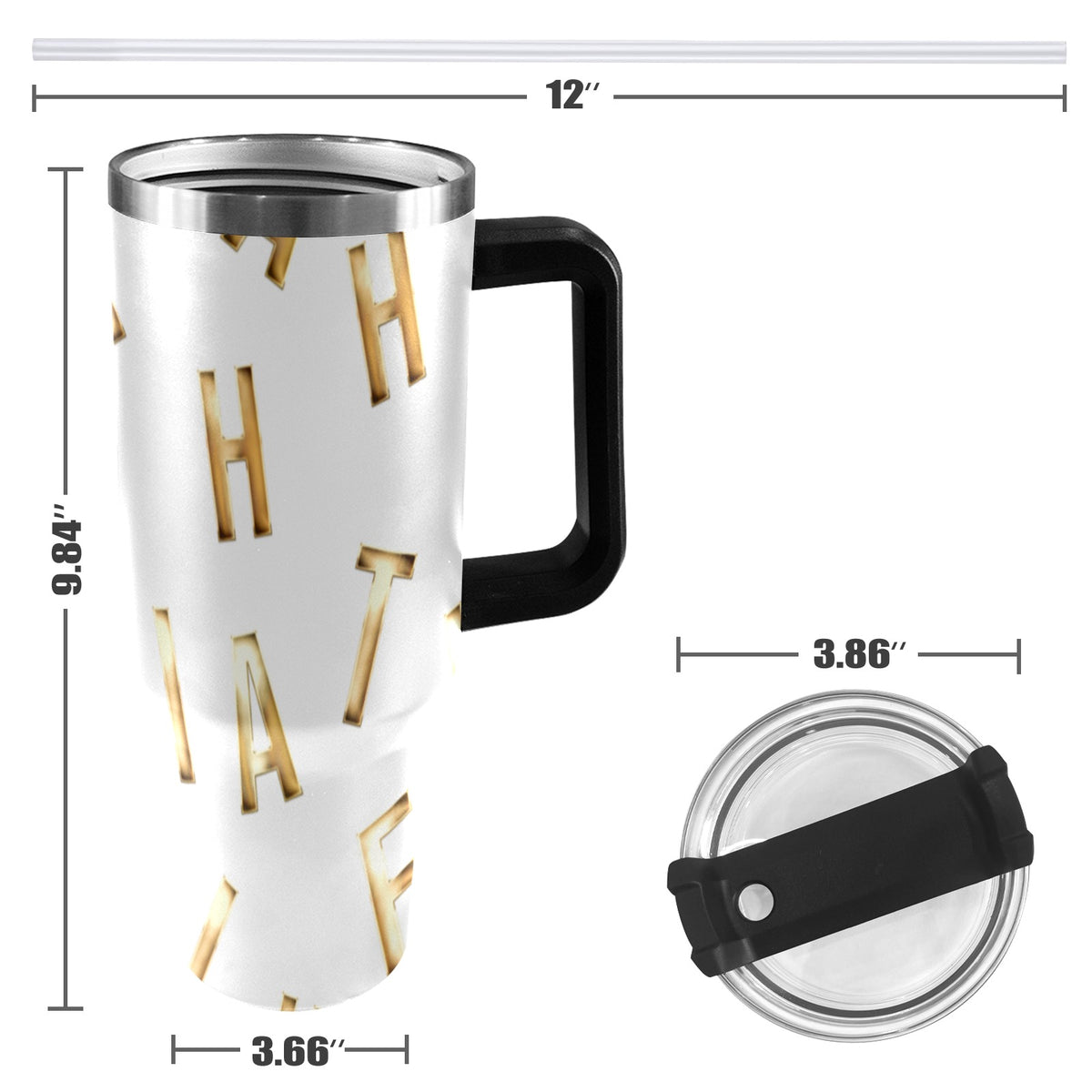 WHITE FAITH COMES BY HEARING 40oz Tumbler with Black Handle