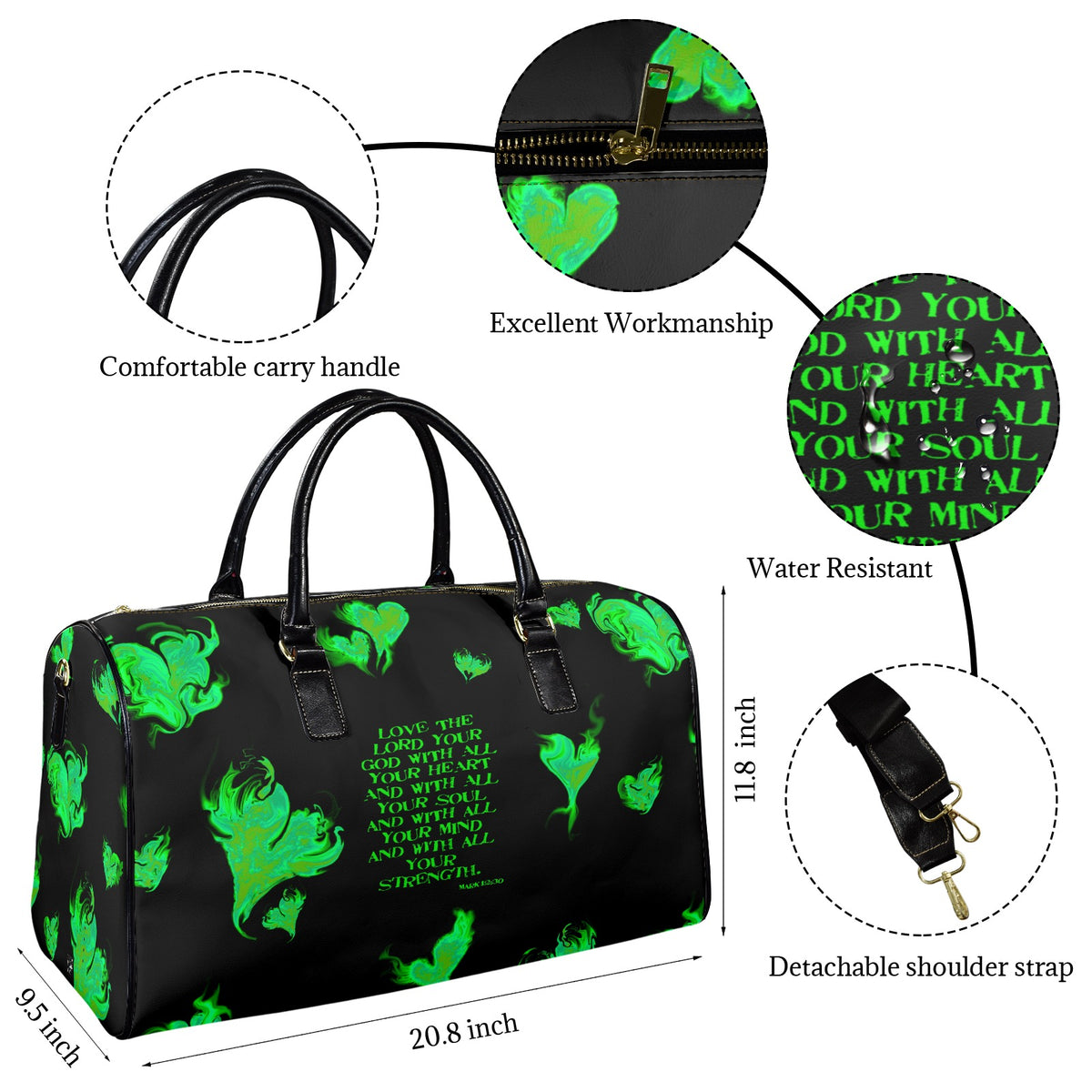 LEATHER LOVE THE LORD WITH YOUR HEART    Travel Bag