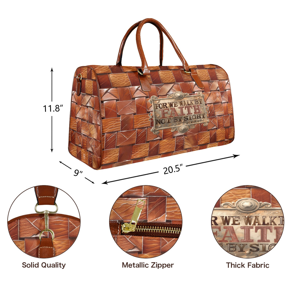 FOR WE WALK BY FAITH  Nylon Large Capacity Travel Bag