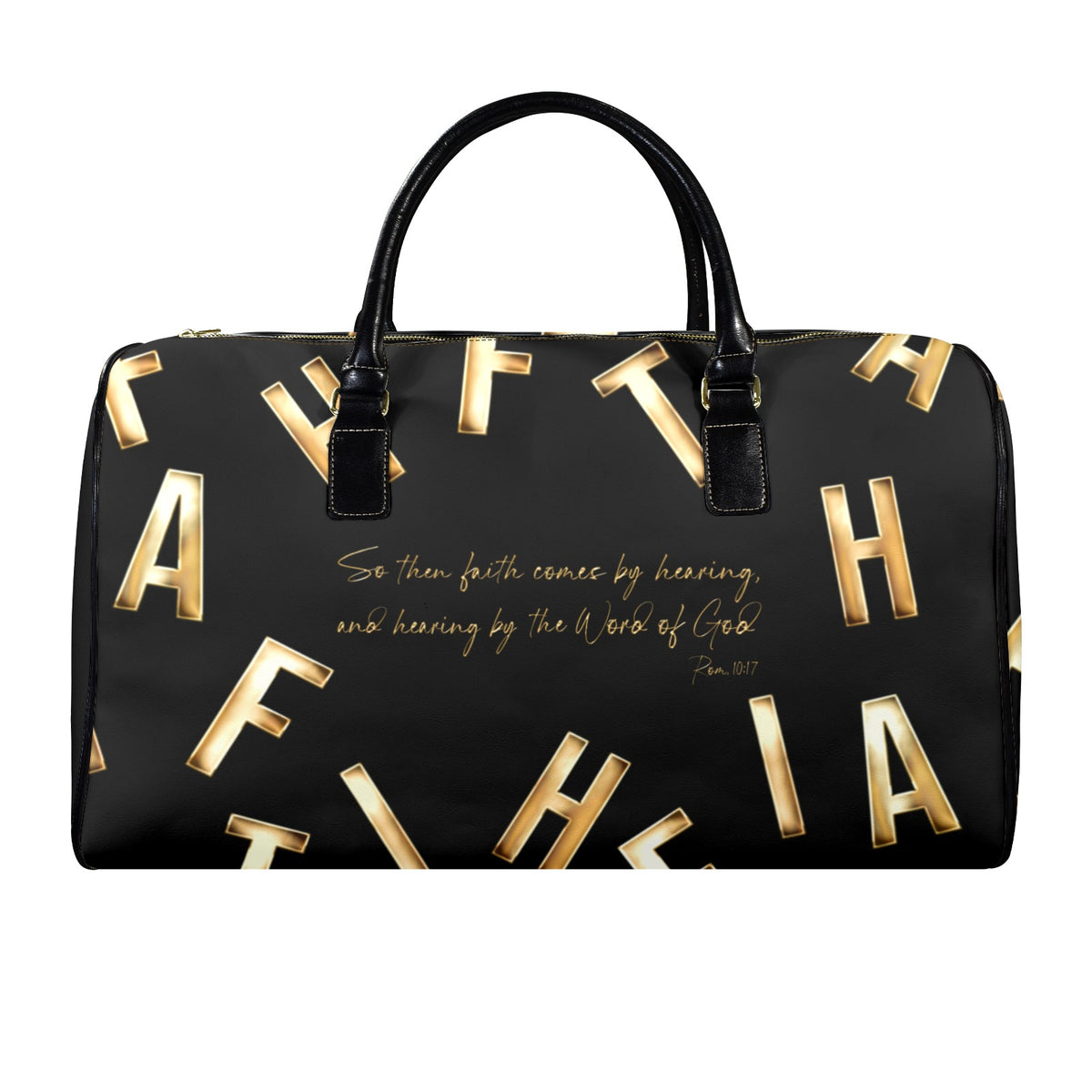 LEATHER BLACK FAITH COMES BY HEARING Travel Bag