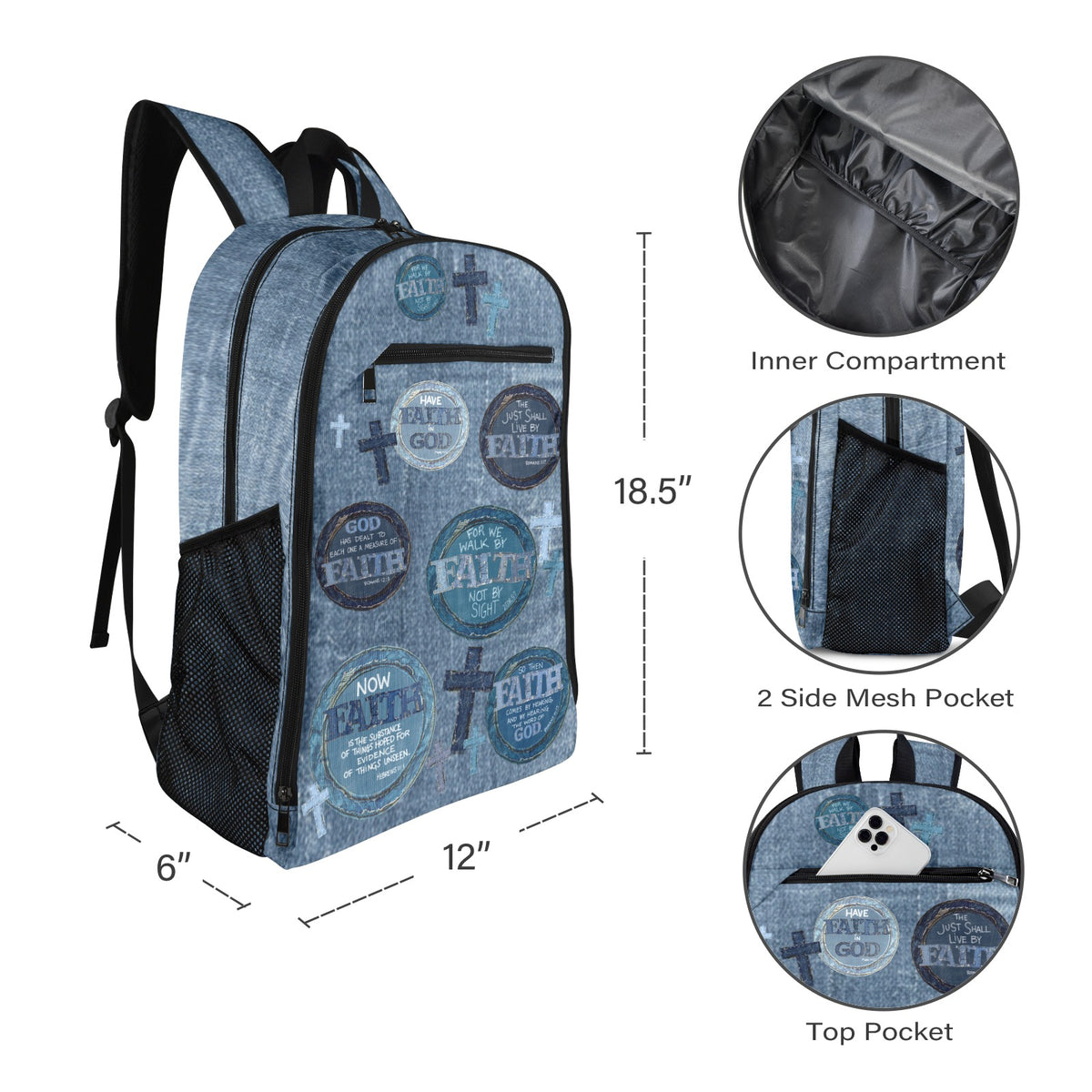 FAUX DENIM FAITH Leisure Sports Backpack