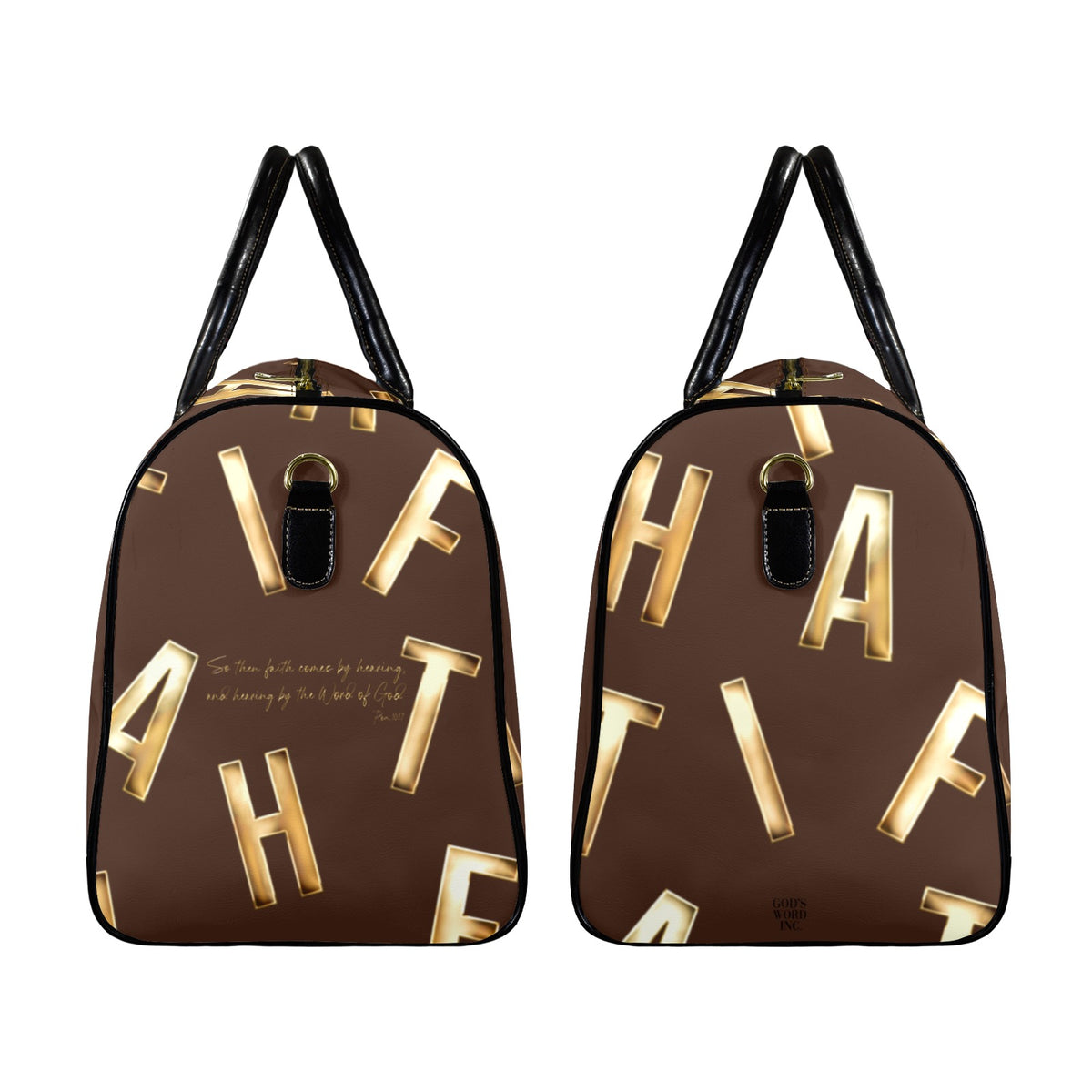 LEATHER BROWN FAITH COMES BY HEARING Travel Bag