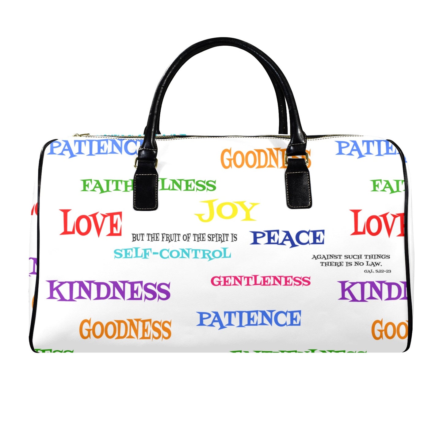 LEATHER FRUIT OF THE SPRIT WHITE TRAVEL BAG