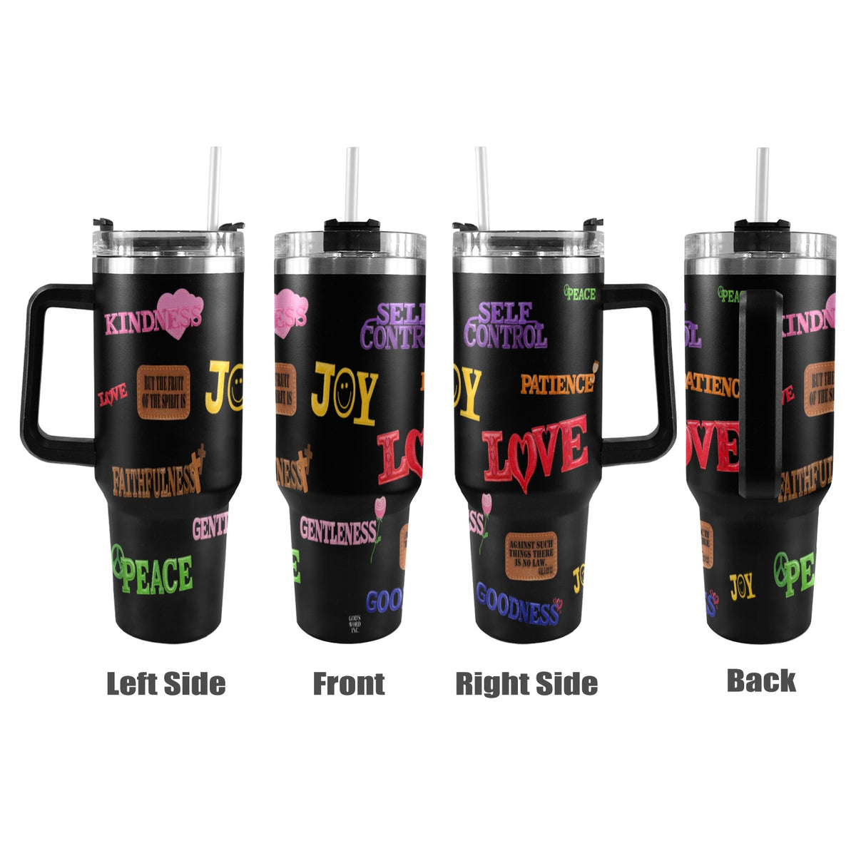 BLACK FRUIT OF THE SPIRIT  40oz Tumbler with Black Handle