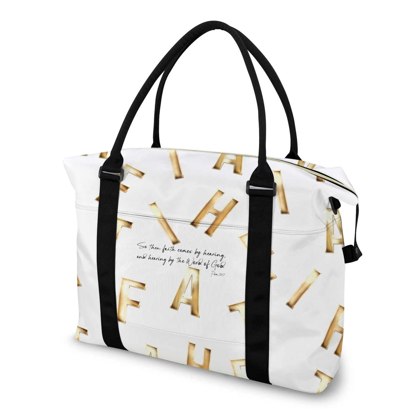WHITE FAITH COMES BY HEARING DUFFLE BAG