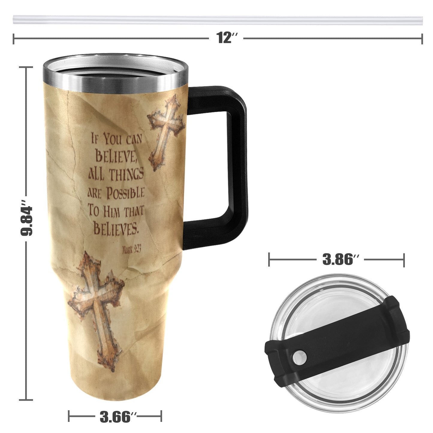 DO YOU BELIEVE 40oz Tumbler with Black Handle
