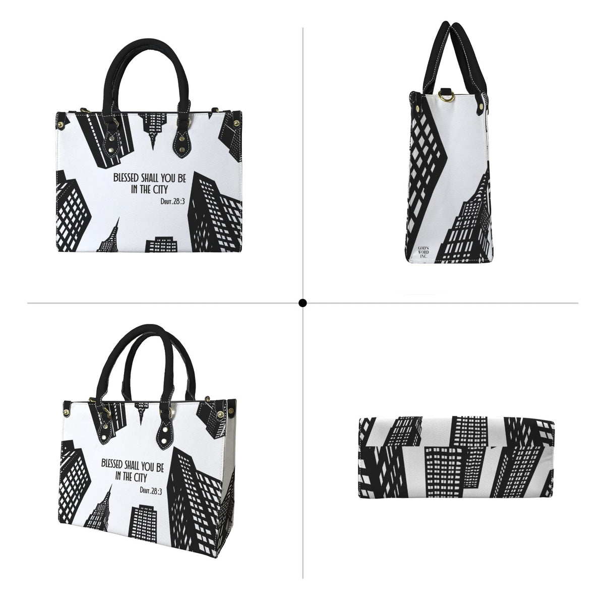 BLESSED SHALL YOU BE IN THE CITY  PU Leather Handbag-Large