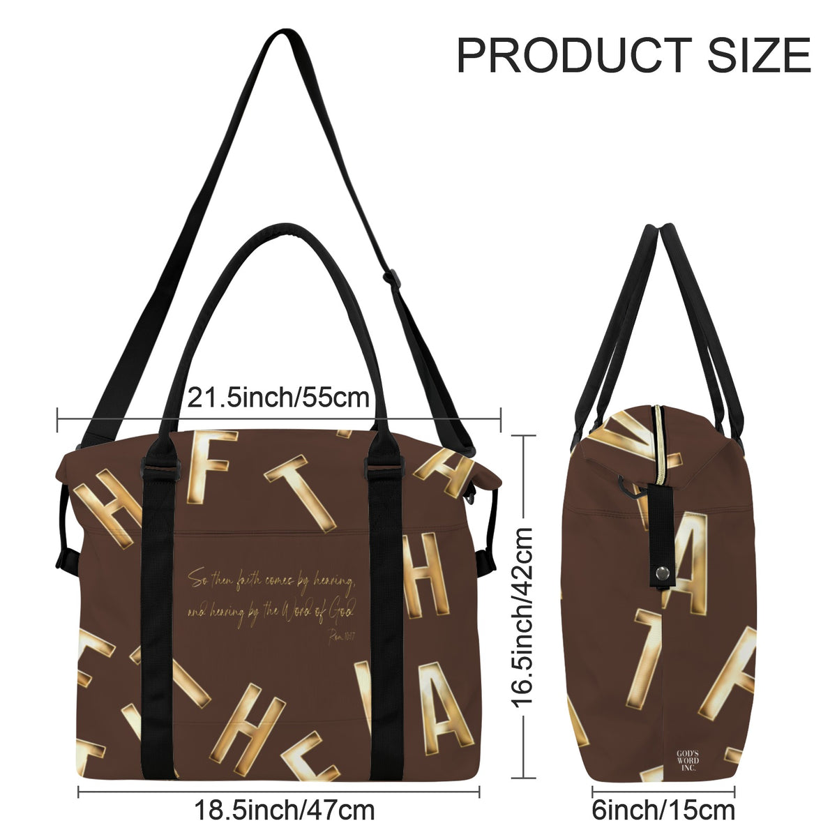 BROWN FAITH COMES BY HEARING Ultra-Large Capacity Duffle Bag