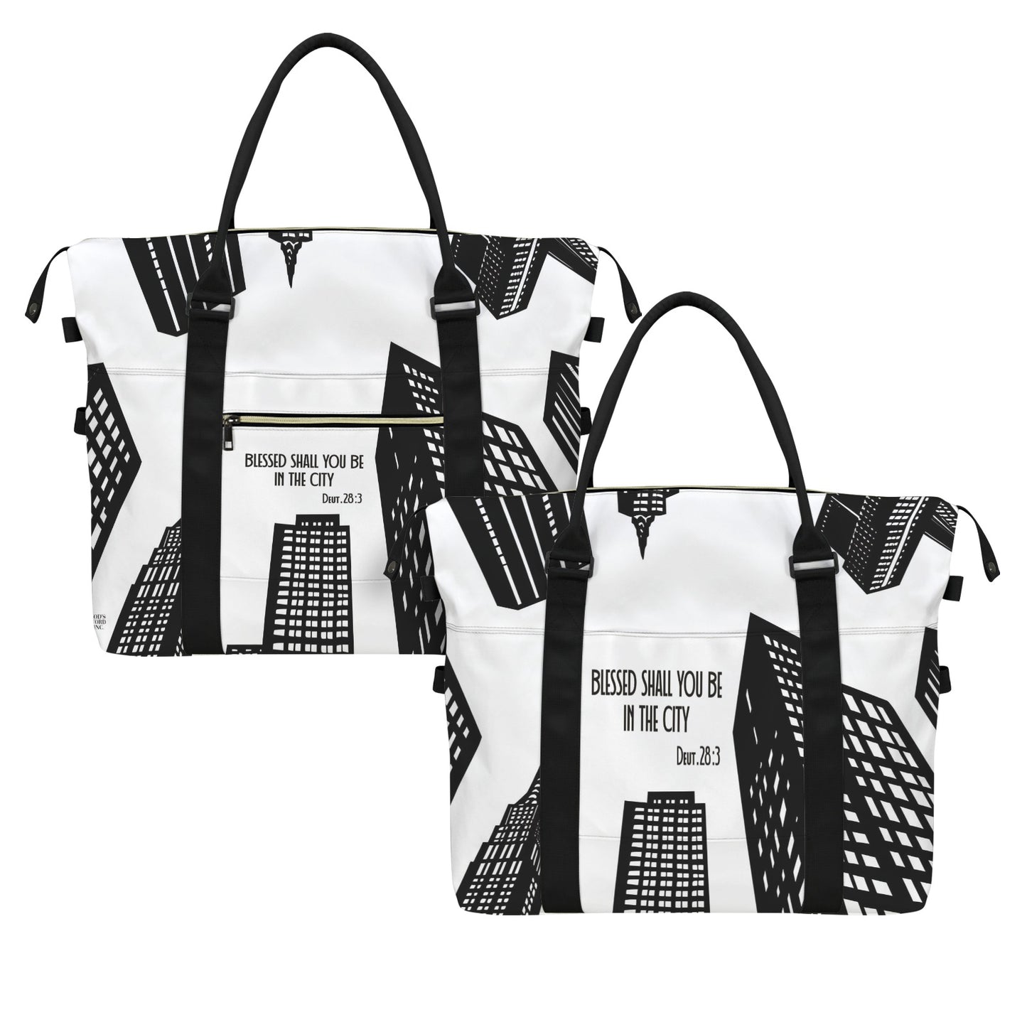 BLESSED SHALL YOU BE IN THE CITY DUFFLE BAG