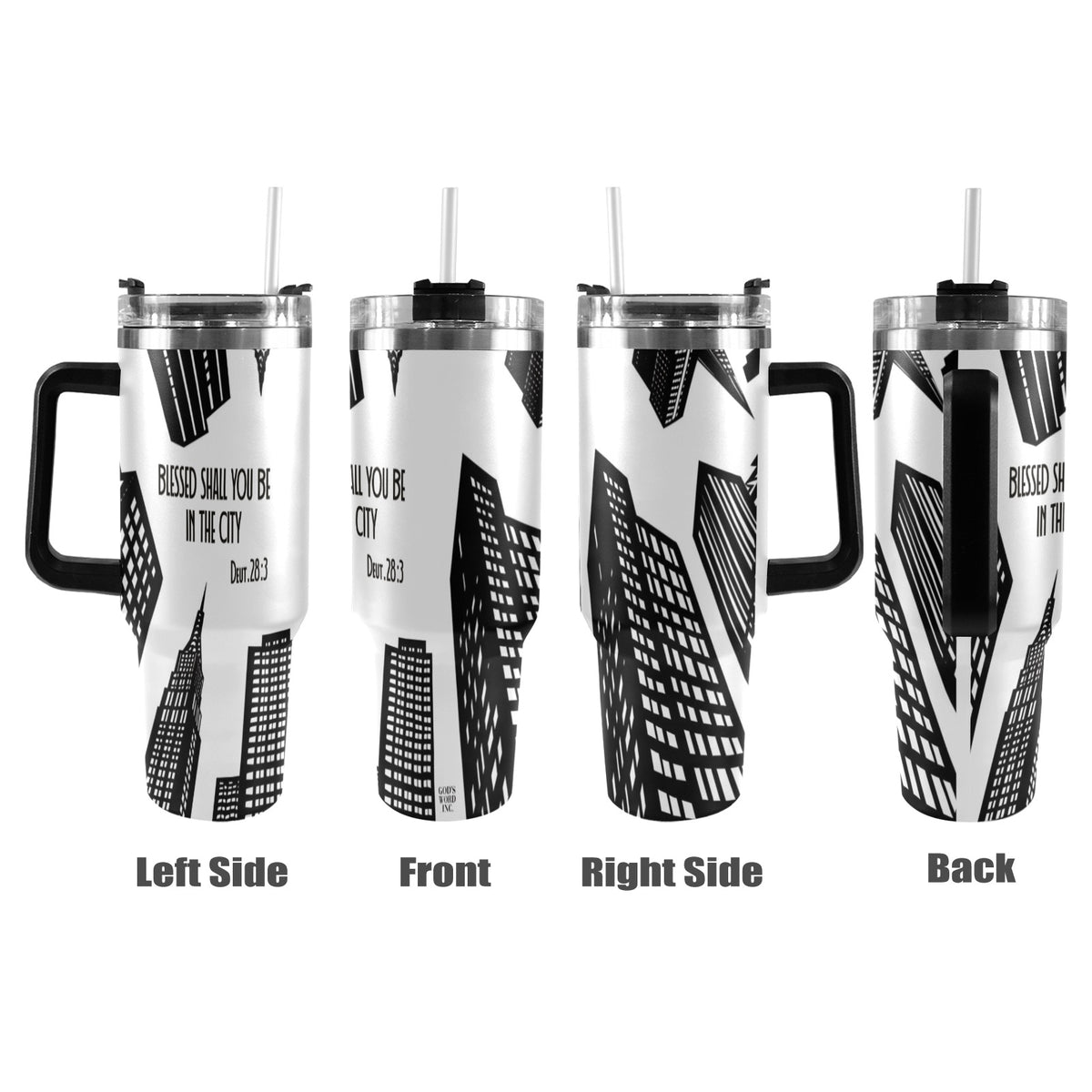 BLESSED SHALL YOU BE IN THE CITY 40oz Tumbler with Black Handle