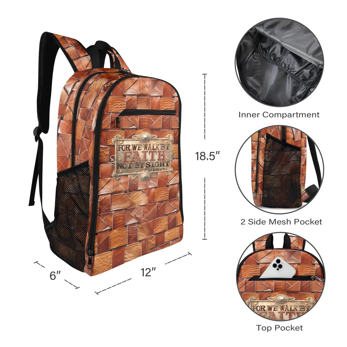 FOR WE WALK BY FAITH  Leisure Sports Backpack