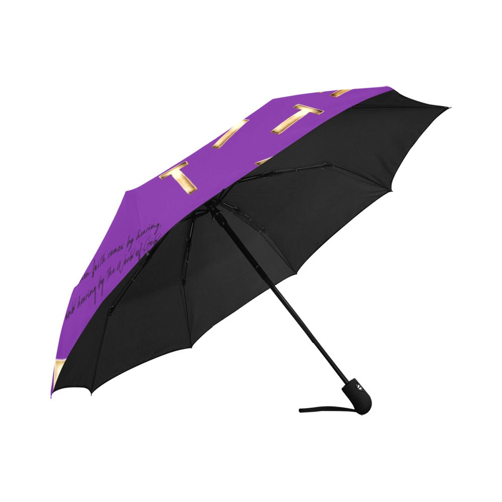 PURPLE FAITH COMES BY HEARING Anti-UV Auto-Foldable Umbrella