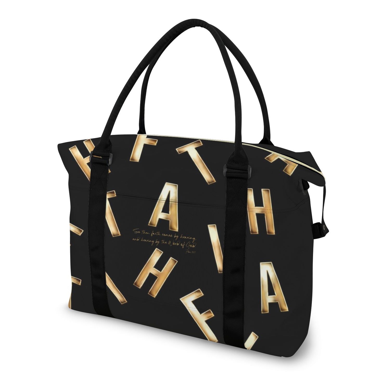 BLACK FAITH COMES BY HEARING DUFFLE BAG