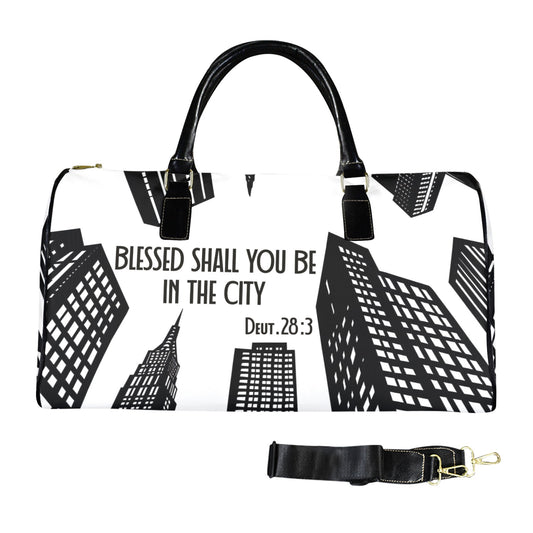 BLESSED IN THE CITY TRAVEL BAG Large Capacity Travel Bag-Large (Black Short Patch) (1737)
