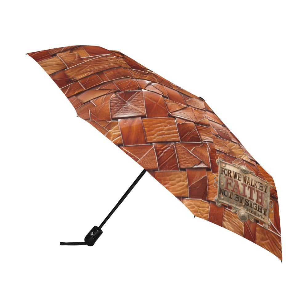 BASKET WEAVE FAITH Anti-UV Auto-Foldable Umbrella