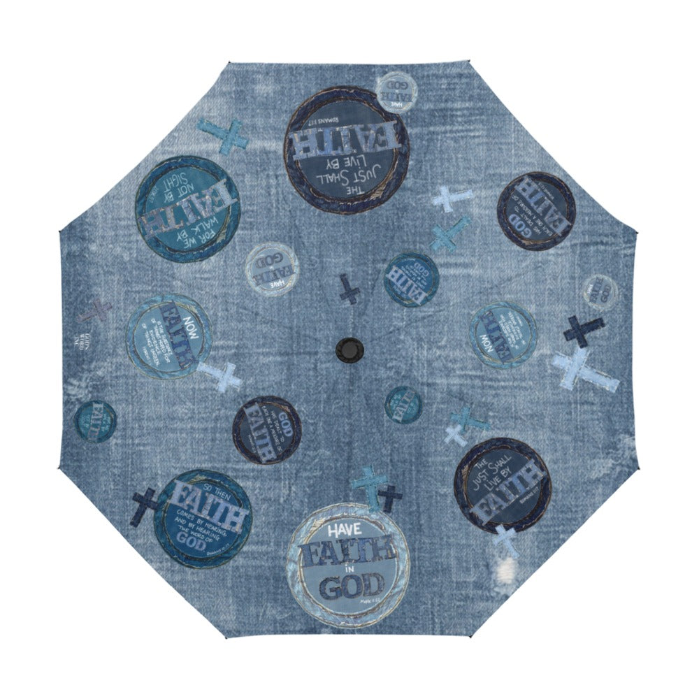 FAUX DENIM FAITH  Anti-UV Auto-Foldable Umbrella
