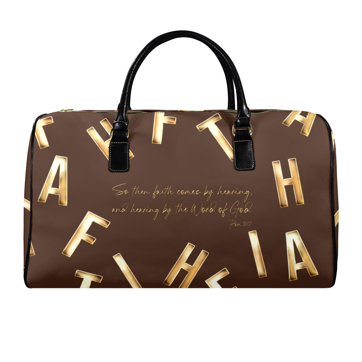 LEATHER BROWN FAITH COMES BY HEARING Travel Bag