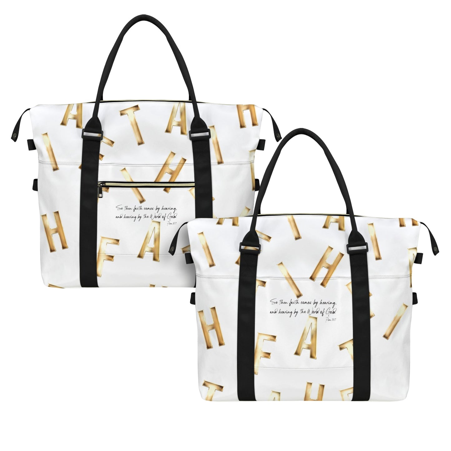 WHITE FAITH COMES BY HEARING DUFFLE BAG