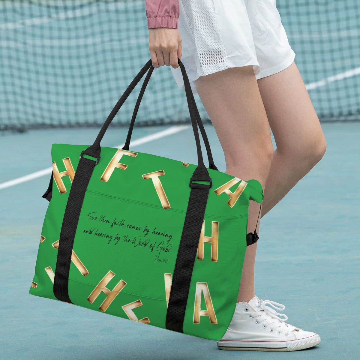 GREEN FAITH COMES BY HEARING DUFFLE SAMPLE REDO LOGO* Ultra-Large Capacity Duffle Bag (Model 1715)