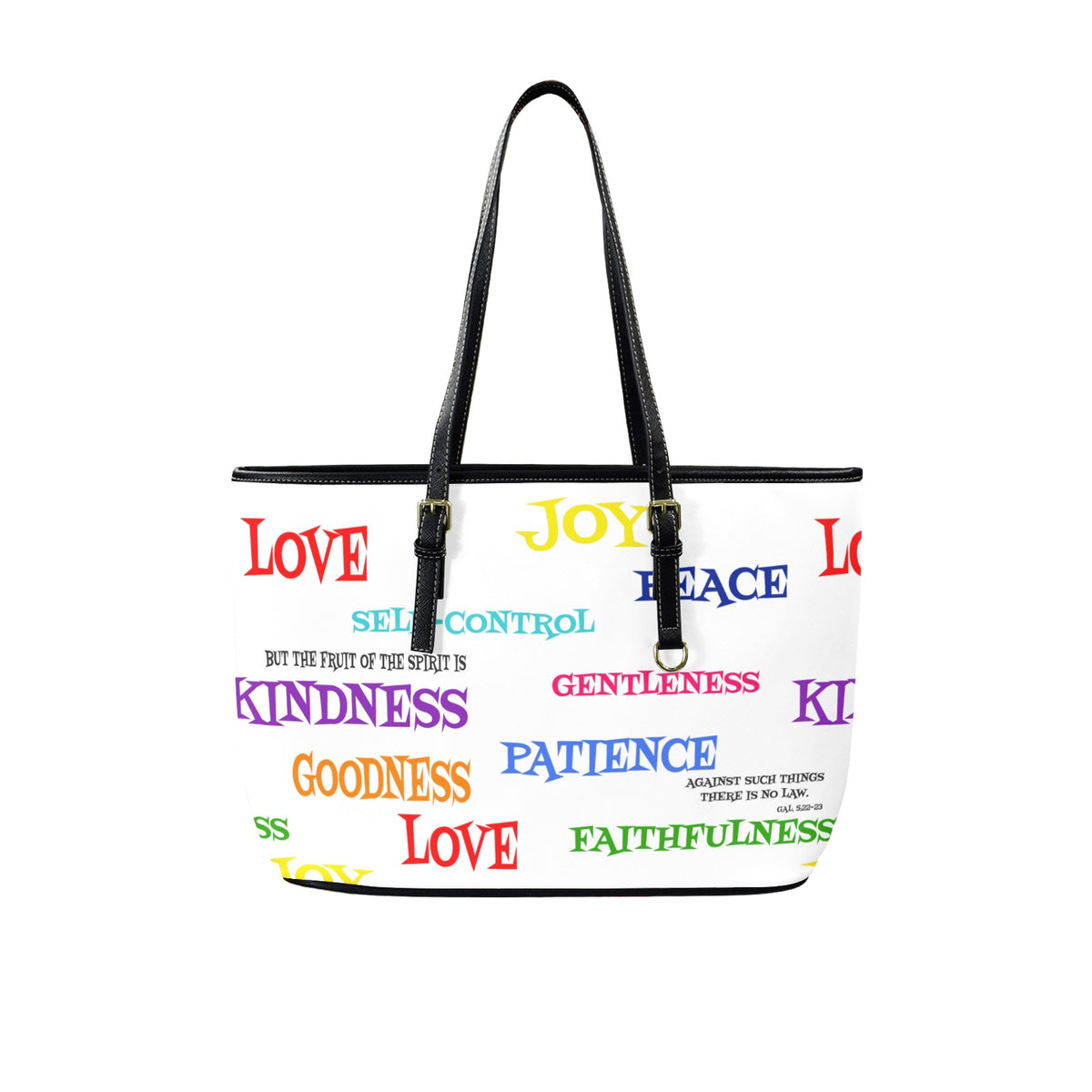 LEATHER WHITE FRUIT OF THE SPIRIT Tote Bag-Large