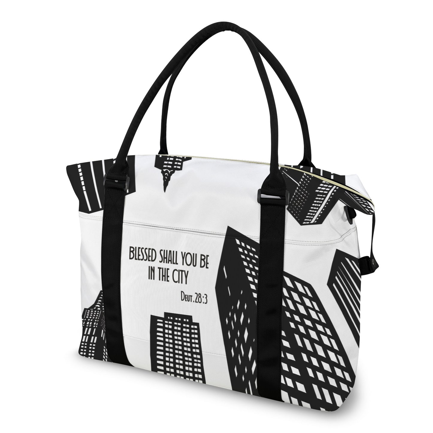 BLESSED SHALL YOU BE IN THE CITY DUFFLE BAG