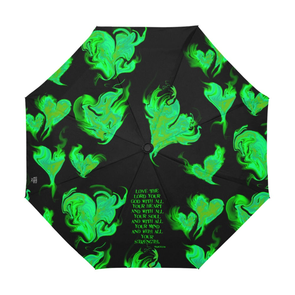 LOVE THE LORD WITH ALL YOUR HEART Anti-UV Auto-Foldable Umbrella