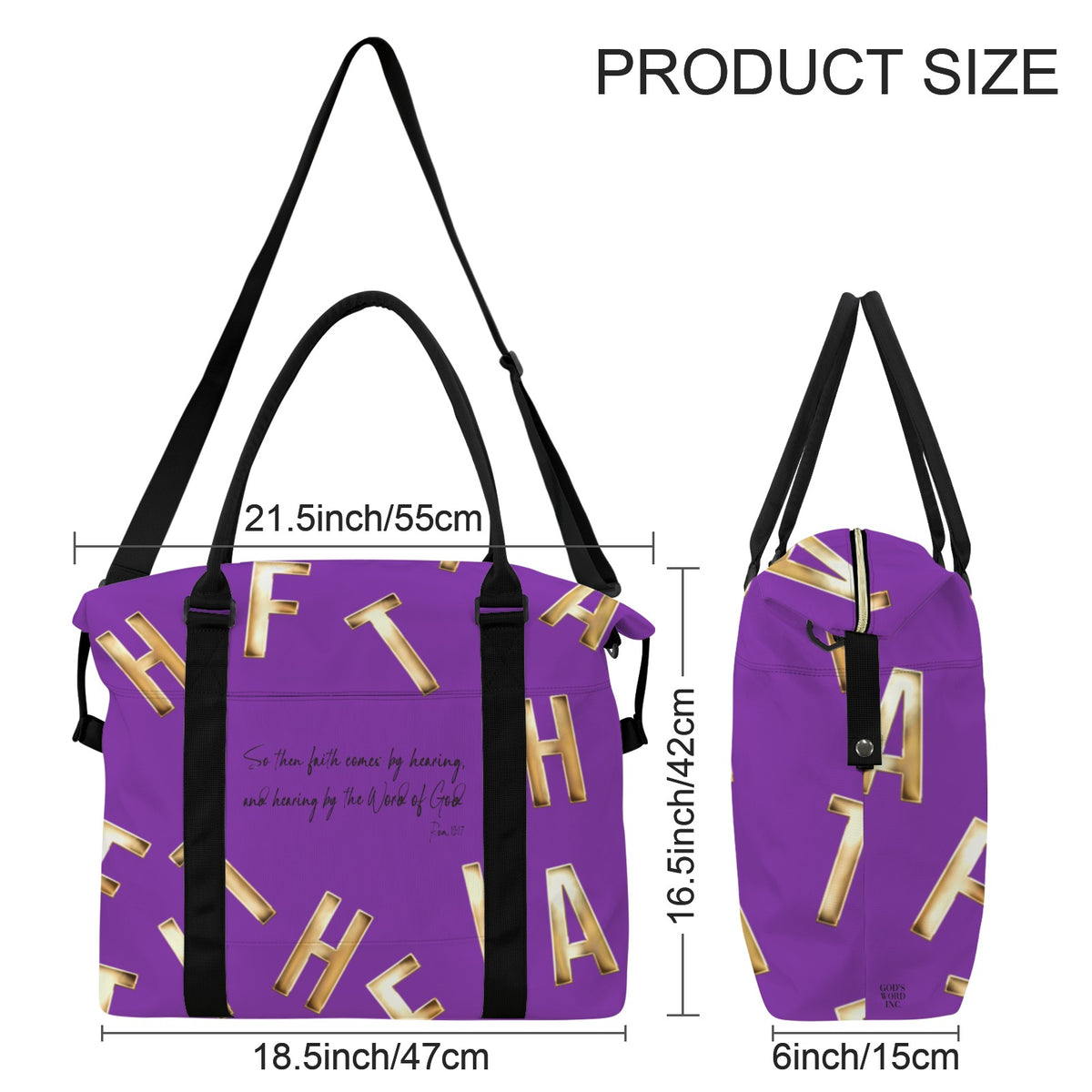 PURPLE FAITH COMES BY HEARING  Ultra-Large Capacity Duffle Bag