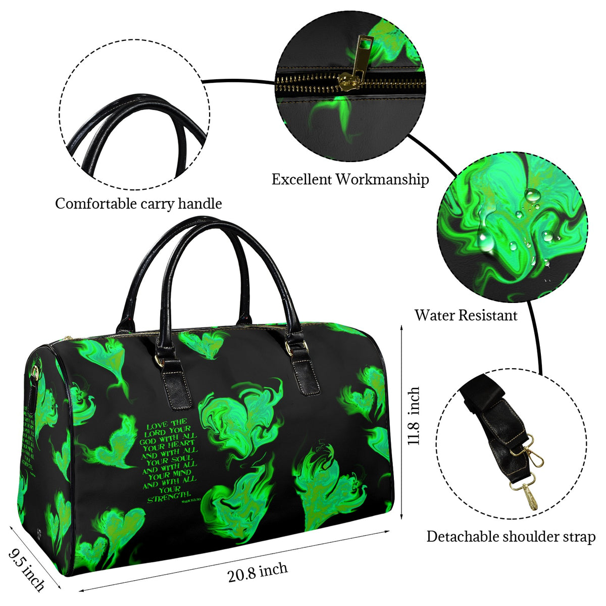LEATHER LOVE THE LORD YOUR GOD Travel Bag