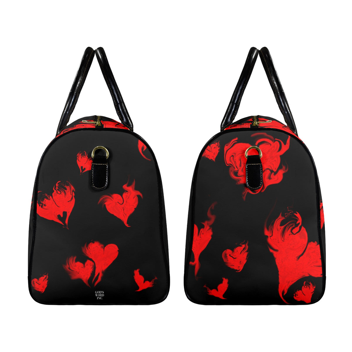 RED LEATHER LOVE THE LORD WITH Y0UR HEART Leather Travel Bag