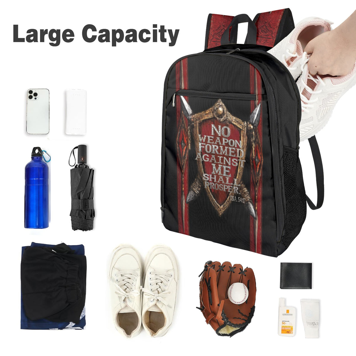 NO WEAPON FORMED AGAINST ME SHALL PROSPER  Leisure Sports Backpack