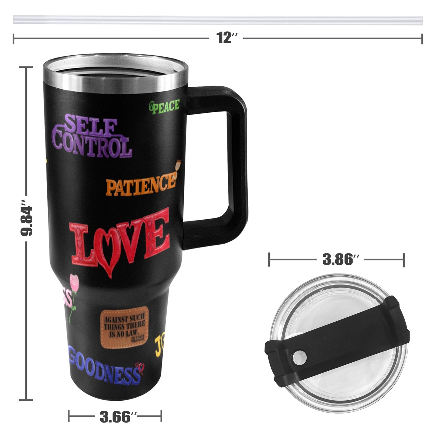 BLACK FRUIT OF THRE SPIRIT  40oz Tumbler with Black Handle