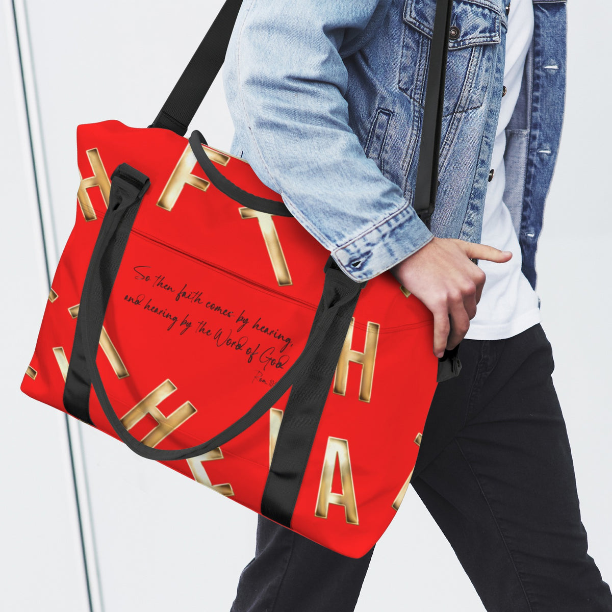 RED FAITH COMES BY HEARING  Ultra-Large Capacity Duffle Bag
