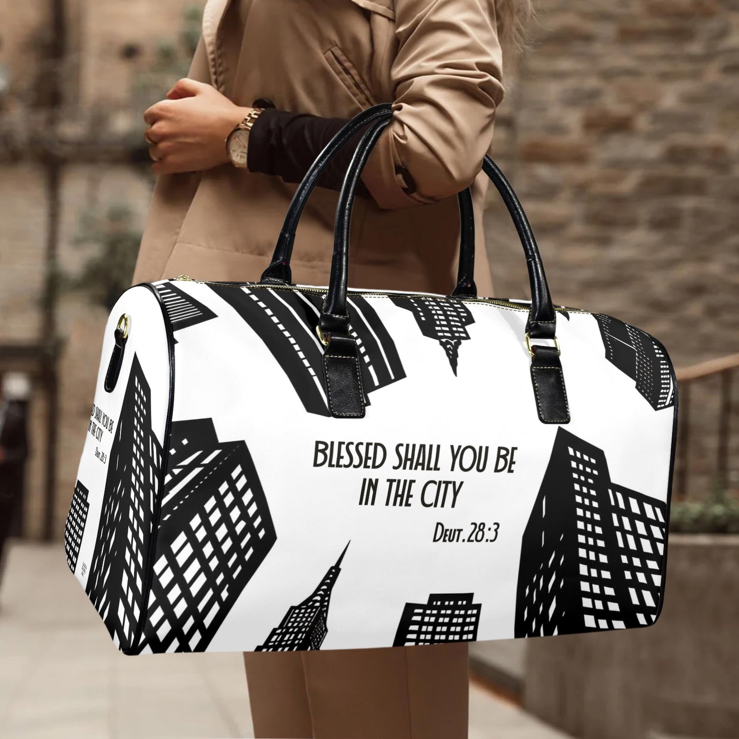 LEATHER BLESSED SHALL YOU BE IN THE  CITY TRAVEL BAG