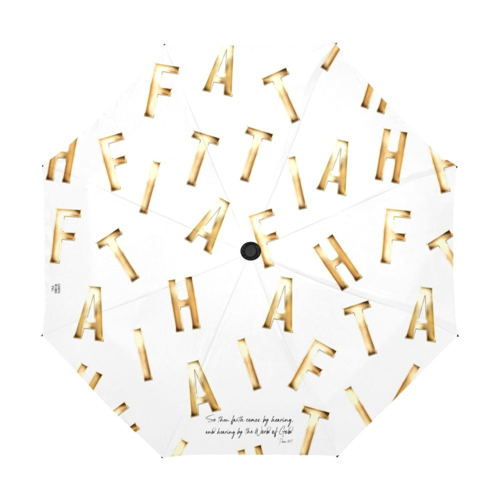 WHITE FAITH COMES BY HEARING Anti-UV Auto-Foldable Umbrella