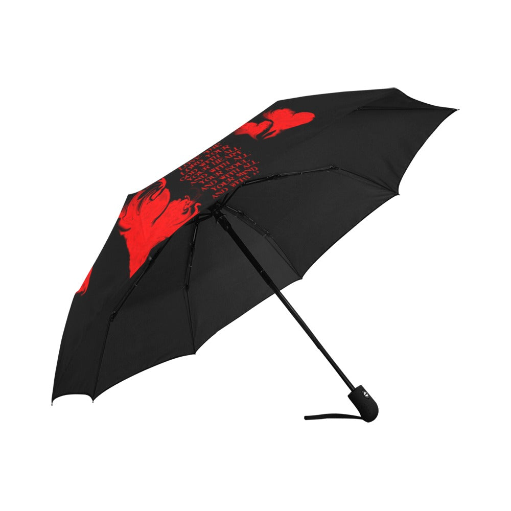 RED LOVE THE LORD WITH ALL YOUR HEART Anti-UV Auto-Foldable Umbrella