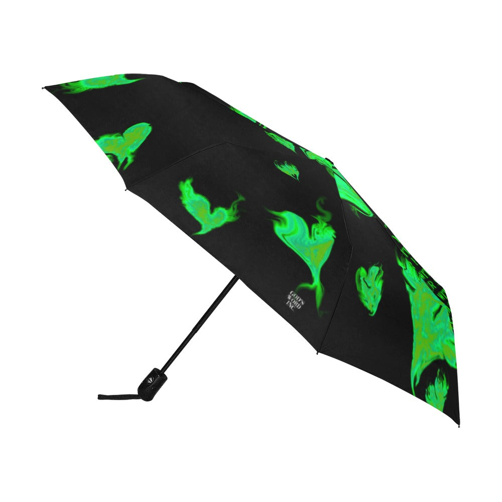 GREEN LOVE THE LORD WITH ALL YOUR HEART Anti-UV Auto-Foldable Umbrella